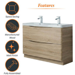 Plum&clay Eden Light Oak Floor Standing Vanity Unit With Ceramic Basin (W)1200mm - thumbnail 7
