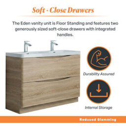 Plum&clay Eden Light Oak Floor Standing Vanity Unit With Ceramic Basin (W)1200mm - thumbnail 5