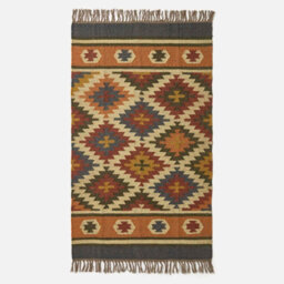 Homescapes Lucea Orange & Blue Kilim Wool Rug 240 X 300 Cm - thumbnail 2