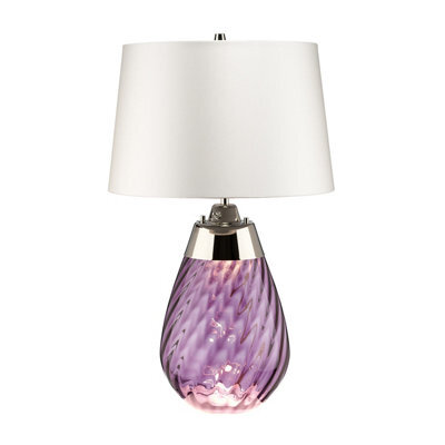 Elstead Lena 2 Light Small Plum Table Lamp With Off-White Shade, Plum-Tinted Glass , Off-White Shade, E27