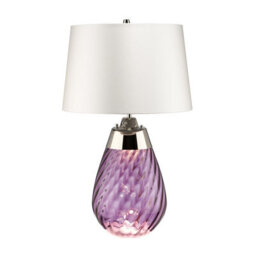 Luminosa Lighting Elstead Lena 2 Light Small Plum Table Lamp With Off-White Shade, Plum-Tinted Glass , Off-White Shade, E27 - thumbnail 1
