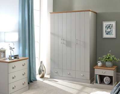 Gfw Kendal 3 Door 3 Drawer Wardrobe Grey - image 1