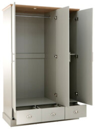 Gfw Kendal 3 Door 3 Drawer Wardrobe Grey - thumbnail 2