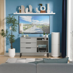 Ancona Matt Dusk Grey Tv Stand With 2 Shelves & 3 Drawers, (H)68.3Cm X (W)96.8Cm X (D)39.2Cm - thumbnail 1