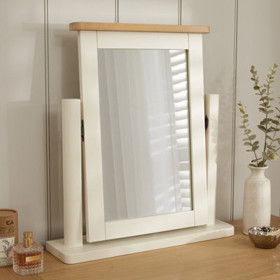 The Furniture Market Marbury Cream Painted Vanity Mirror Adjustable Dressing Table Mirror Wooden Frame Tilting Hinged Design Easy Assembly - image 1