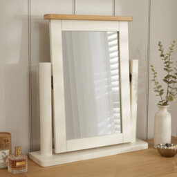The Furniture Market Marbury Cream Painted Vanity Mirror Adjustable Dressing Table Mirror Wooden Frame Tilting Hinged Design Easy Assembly - thumbnail 1