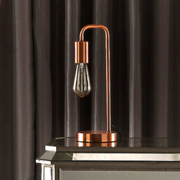K Living Caitlin Industrial Filament Bulb Table Desk Lamp Brushed Copper (Rose Gold) - thumbnail 2