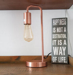 K Living Caitlin Industrial Filament Bulb Table Desk Lamp Brushed Copper (Rose Gold) - thumbnail 3