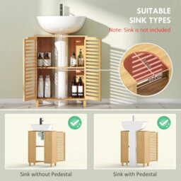 Homcom Under Sink Bathroom Cabinet, Under Sink Cabinet, Natural - thumbnail 4
