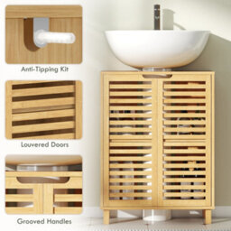 Homcom Under Sink Bathroom Cabinet, Under Sink Cabinet, Natural - thumbnail 7