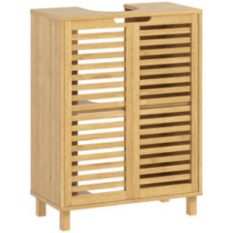 Homcom Under Sink Bathroom Cabinet, Under Sink Cabinet, Natural - thumbnail 2