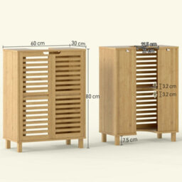 Homcom Under Sink Bathroom Cabinet, Under Sink Cabinet, Natural - thumbnail 3