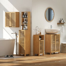 Homcom Under Sink Bathroom Cabinet, Under Sink Cabinet, Natural - thumbnail 8