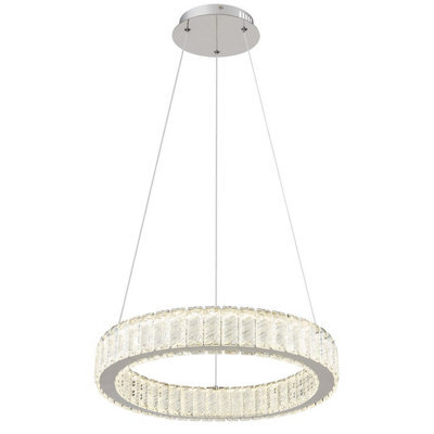 Luminosa Lighting Luminosa Mucky 50Cm Pendant Ceiling Light Chrome K5 Crystals Led Dimmable 2700-6000K Remote Control - image 1
