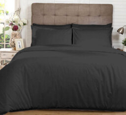 100% Pure Cotton Duvet Cover Bed Set In Black By Euphoric Bedding - thumbnail 4