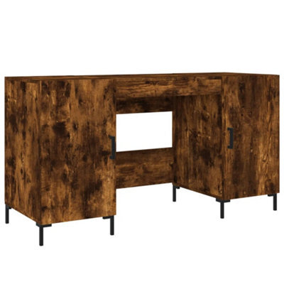 Berkfield Industrial Desk Smoked Oak 140X50X75 Cm Engineered Wood