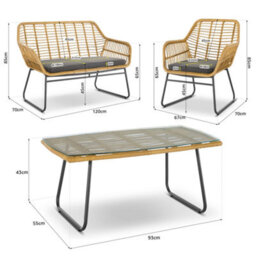 Bravich Florence Wicker Pe Rattan Garden Outdoor Sofa, Table & Chairs 4 Piece Set - thumbnail 8