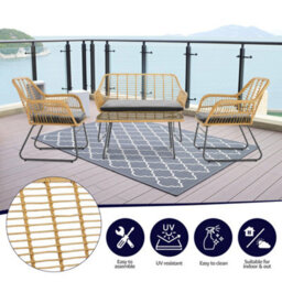 Bravich Florence Wicker Pe Rattan Garden Outdoor Sofa, Table & Chairs 4 Piece Set - thumbnail 4