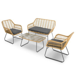 Bravich Florence Wicker Pe Rattan Garden Outdoor Sofa, Table & Chairs 4 Piece Set - thumbnail 1