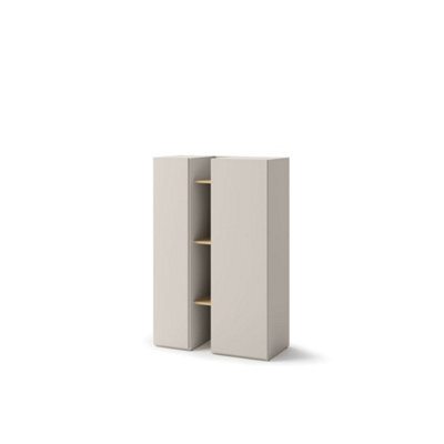 Arte Compact Cashmere & Oak Sideboard H1320mm W850mm D420mm - Modern Design With 8 Shelves - image 1