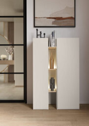 Arte Compact Cashmere & Oak Sideboard H1320mm W850mm D420mm - Modern Design With 8 Shelves - thumbnail 4
