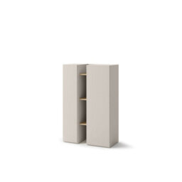 Arte Compact Cashmere & Oak Sideboard H1320mm W850mm D420mm - Modern Design With 8 Shelves - thumbnail 1