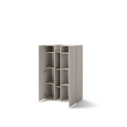 Arte Compact Cashmere & Oak Sideboard H1320mm W850mm D420mm - Modern Design With 8 Shelves - thumbnail 2