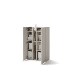 Arte Compact Cashmere & Oak Sideboard H1320mm W850mm D420mm - Modern Design With 8 Shelves - thumbnail 3