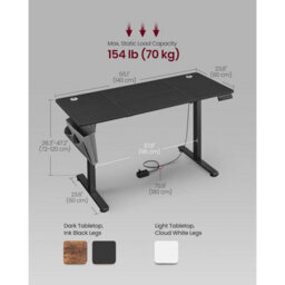 Songmics Electric Height Adjustable Standing Desk, Memory Preset Workstation, Continuous Adjustment, Spliced Top, Ink Black - thumbnail 2