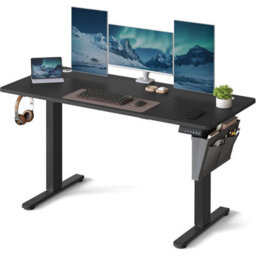 Songmics Electric Height Adjustable Standing Desk, Memory Preset Workstation, Continuous Adjustment, Spliced Top, Ink Black - thumbnail 6