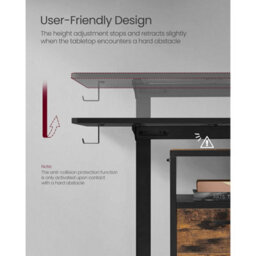 Songmics Electric Height Adjustable Standing Desk, Memory Preset Workstation, Continuous Adjustment, Spliced Top, Ink Black - thumbnail 5