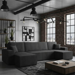Karl U Corner Sofa Bed With Storage Chipboard Frame Polyurethane Foam Upholstery Grey 305X145X82 Cm Grey Universal - thumbnail 1