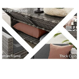 Evre Grey Rattan Outdoor Monaco Garden Furniture 6 Piece Seat 5 Sofa 1 Ottoman Footstool With Coffee Table - thumbnail 4