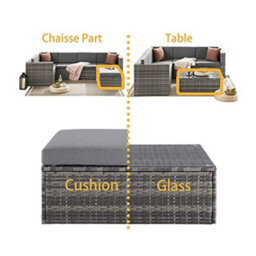 Evre Grey Rattan Outdoor Monaco Garden Furniture 6 Piece Seat 5 Sofa 1 Ottoman Footstool With Coffee Table - thumbnail 2