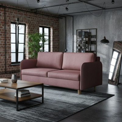 Gaja Living Room Sofa Bed With Hydrophobic Fabric Dl Pull Out Sleep Function Bedding Storage 209X95X100Cm Pink - image 1