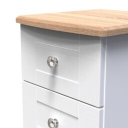 Santander Ready Assembled Matt White & Oak 2 Drawer Wide Bedside Chest (H)502mm (W)395mm (D)411mm - thumbnail 3