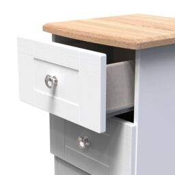 Santander Ready Assembled Matt White & Oak 2 Drawer Wide Bedside Chest (H)502mm (W)395mm (D)411mm - thumbnail 4