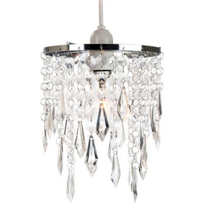 Happy Homewares Modern Waterfall Design Pendant Shade With Clear Acrylic Droplets And Beads - image 1