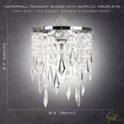 Happy Homewares Modern Waterfall Design Pendant Shade With Clear Acrylic Droplets And Beads - thumbnail 7