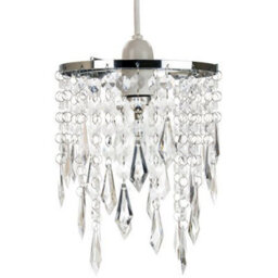 Happy Homewares Modern Waterfall Design Pendant Shade With Clear Acrylic Droplets And Beads - thumbnail 2