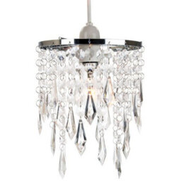 Happy Homewares Modern Waterfall Design Pendant Shade With Clear Acrylic Droplets And Beads - thumbnail 1
