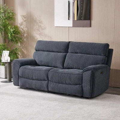 Xample Atlanta Grey Cord Fabric Power Reclining Large 2 Seater Sofa Dual Power Recliners, Usb-A & Usb-C Ports, Supportive Cushions - image 1
