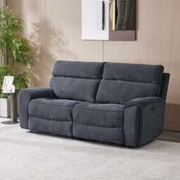 Xample Atlanta Grey Cord Fabric Power Reclining Large 2 Seater Sofa Dual Power Recliners, Usb-A & Usb-C Ports, Supportive Cushions - thumbnail 1