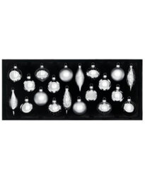 WeRChristmas Silver Glass Christmas Baubles, 20 Pack