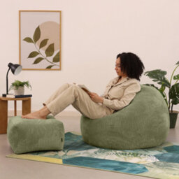 Icon Kingston Classic Beanbag And Footstool Sage Green - thumbnail 2