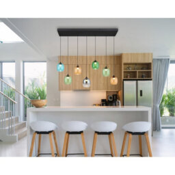 Luminosa Lighting Luminosa Minara Rectangle Cluster Pendant Ceiling Light Matt Black Glass Shade 6X Led 3000K - thumbnail 8