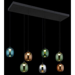 Luminosa Lighting Luminosa Minara Rectangle Cluster Pendant Ceiling Light Matt Black Glass Shade 6X Led 3000K - thumbnail 4