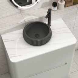 Royal Bathrooms Venice 800mm Dove Grey Freestanding Bathroom Countertop Vanity Unit 2 Drawer With Milan Black Basin - thumbnail 6