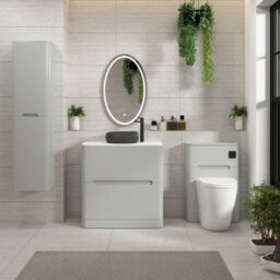 Royal Bathrooms Venice 800mm Dove Grey Freestanding Bathroom Countertop Vanity Unit 2 Drawer With Milan Black Basin - thumbnail 4