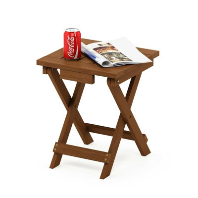 Walplus Furinno Tioman Hardwood Adirondack Folding Table In Teak Oil, Natural - image 1